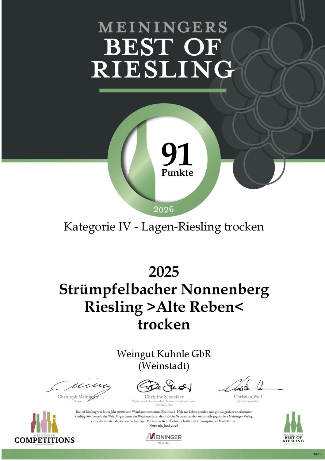 <?=91 Punkte bei "Best of Riesling 2026"?>