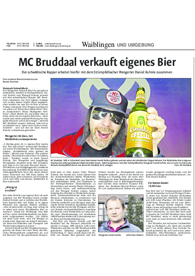 MC Bruddaal verkauft eigenes Bier