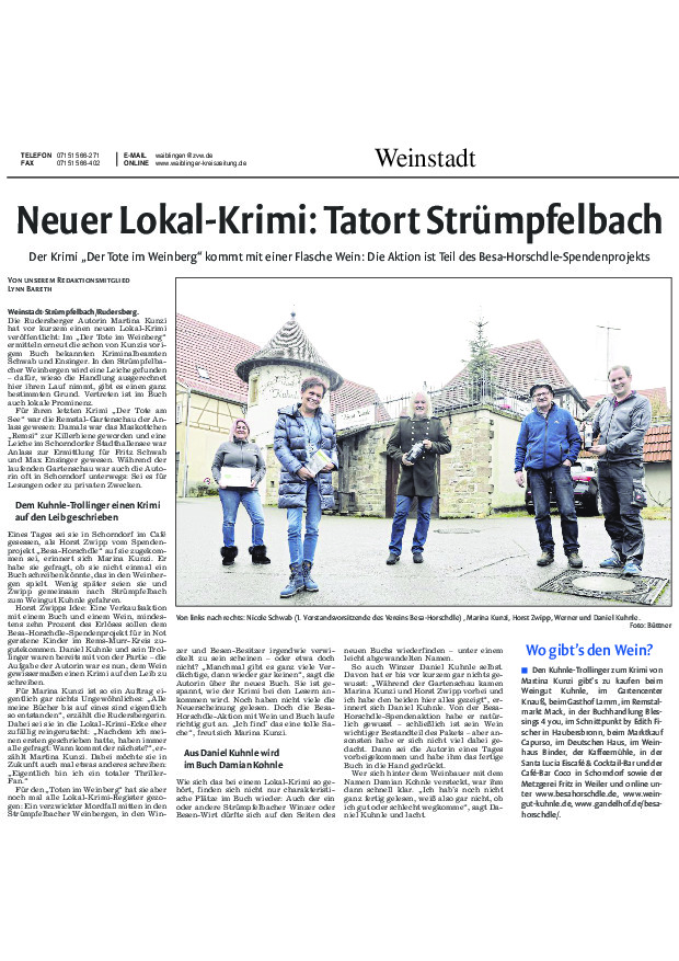 Neuer Lokalkrimi: Tatort Strümpfelbach