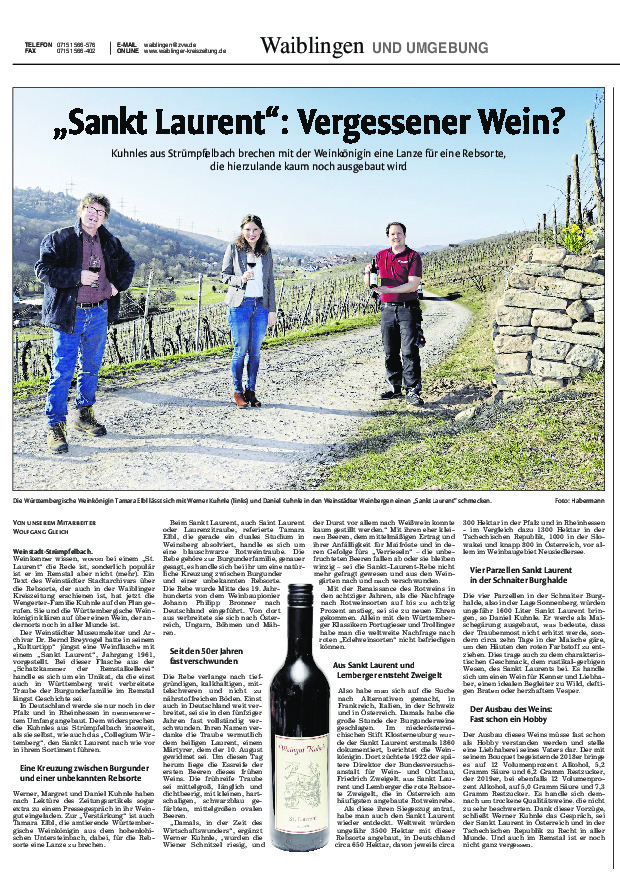 "Sankt Laurent": Vergessener Wein?