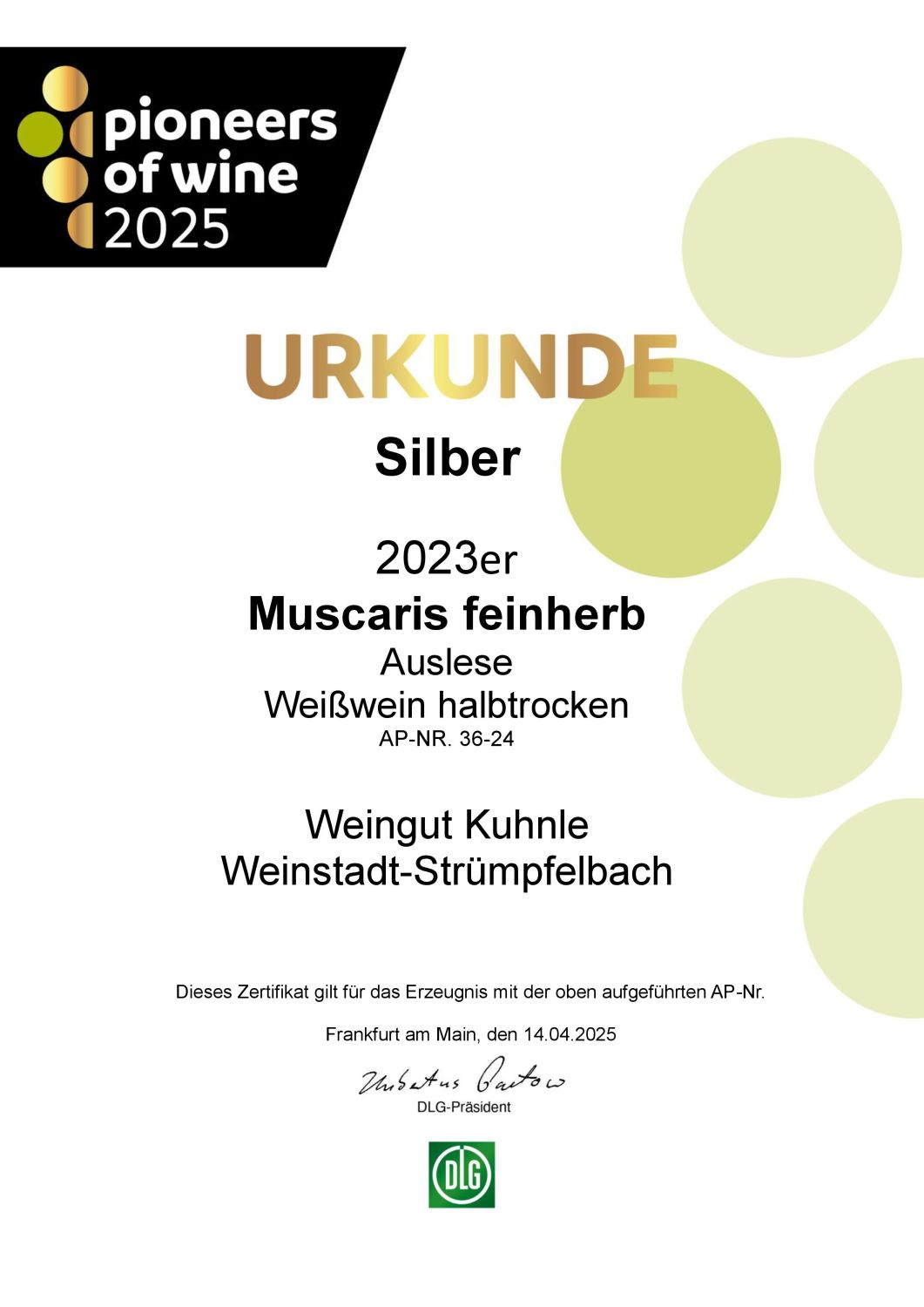 2022 Muscaris Auslese feinherb